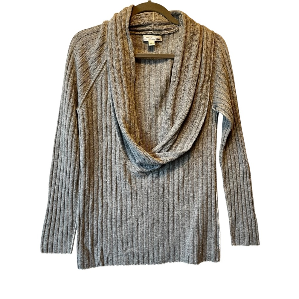 Banana Republic draped front sweater Large Gray Wool Cashmere blend Womens